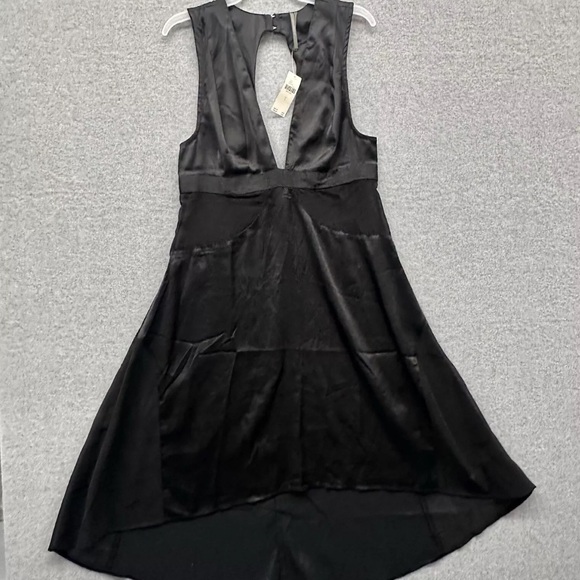 BRAND NEW Anthropologie Dress Size Large Sheer Harness Halter Solid Black Mesh - Picture 6 of 6